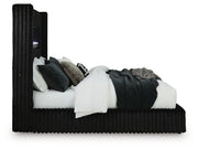 Tayleena King Upholstered Bed with Fireplace and Wireless Audio