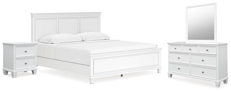 Fortman King Panel Bed, Dresser, Mirror and Nightstand
