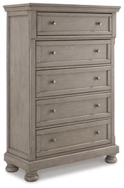 Lettner California King Panel Bed, Dresser, Chest and 2 Nightstands