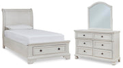 Robbinsdale Twin Sleigh Storage Bed, Dresser and Mirror