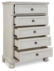 Robbinsdale Full Storage Sleigh Bed, Dresser, Mirror, Chest and Nightstand