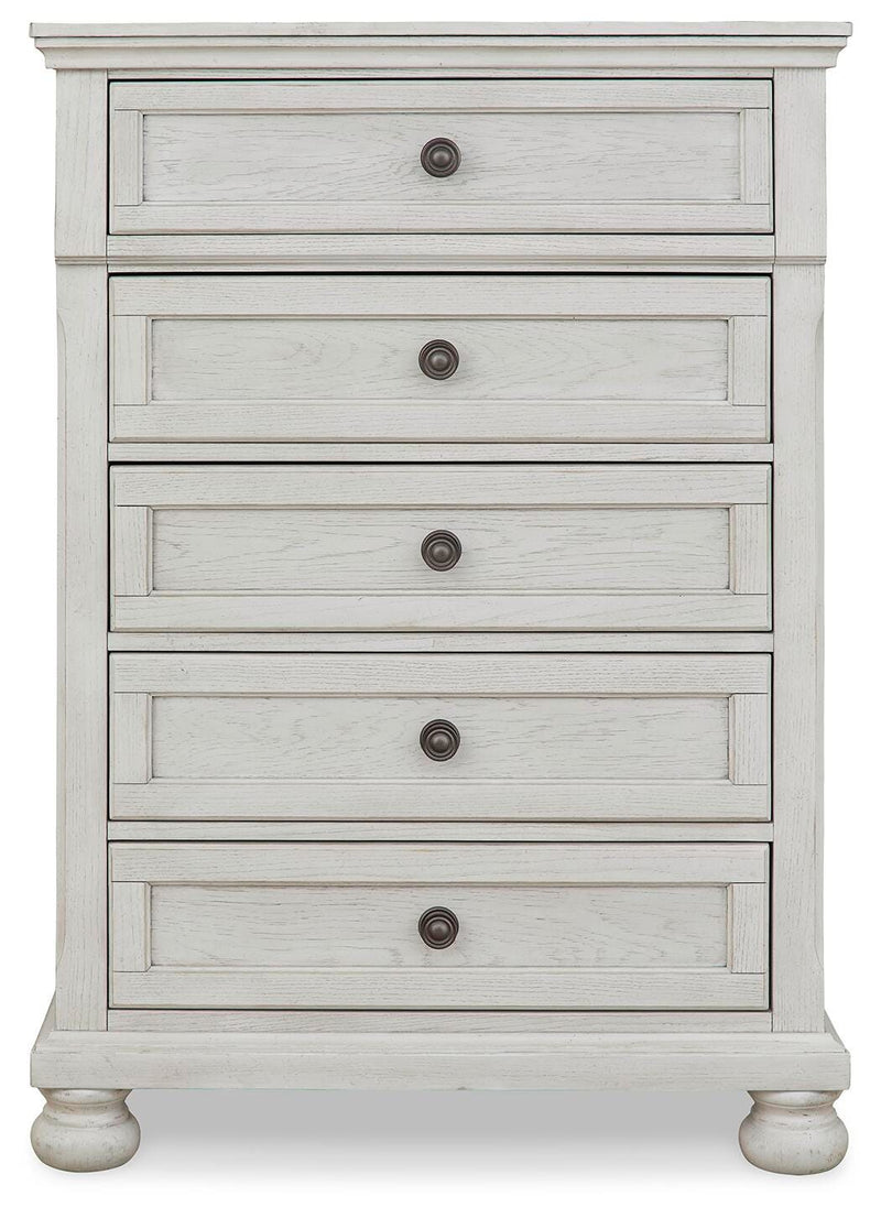 Robbinsdale Full Storage Sleigh Bed, Dresser, Mirror, Chest and Nightstand