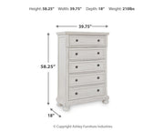 Robbinsdale Queen Panel Storage Bed, Dresser, Mirror and Chest
