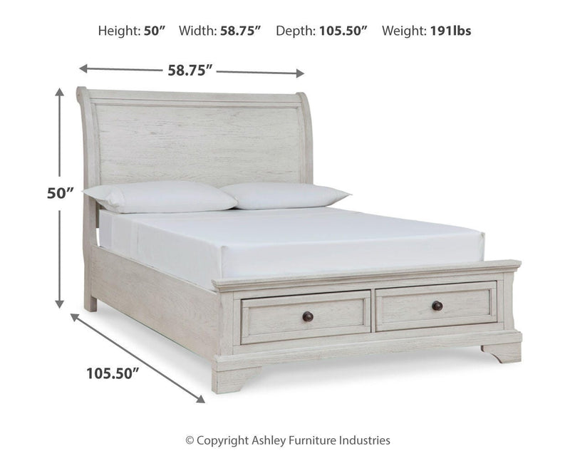 Robbinsdale Full Sleigh Storage Bed, Dresser and Mirror