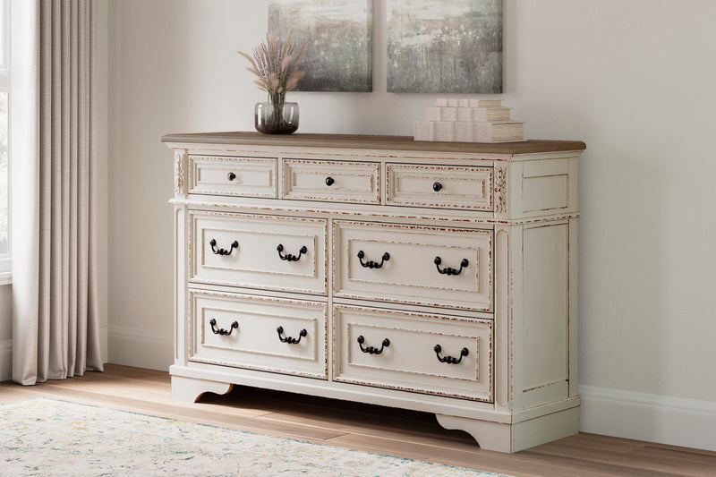 Realyn Full Upholstered Panel Bed and Dresser