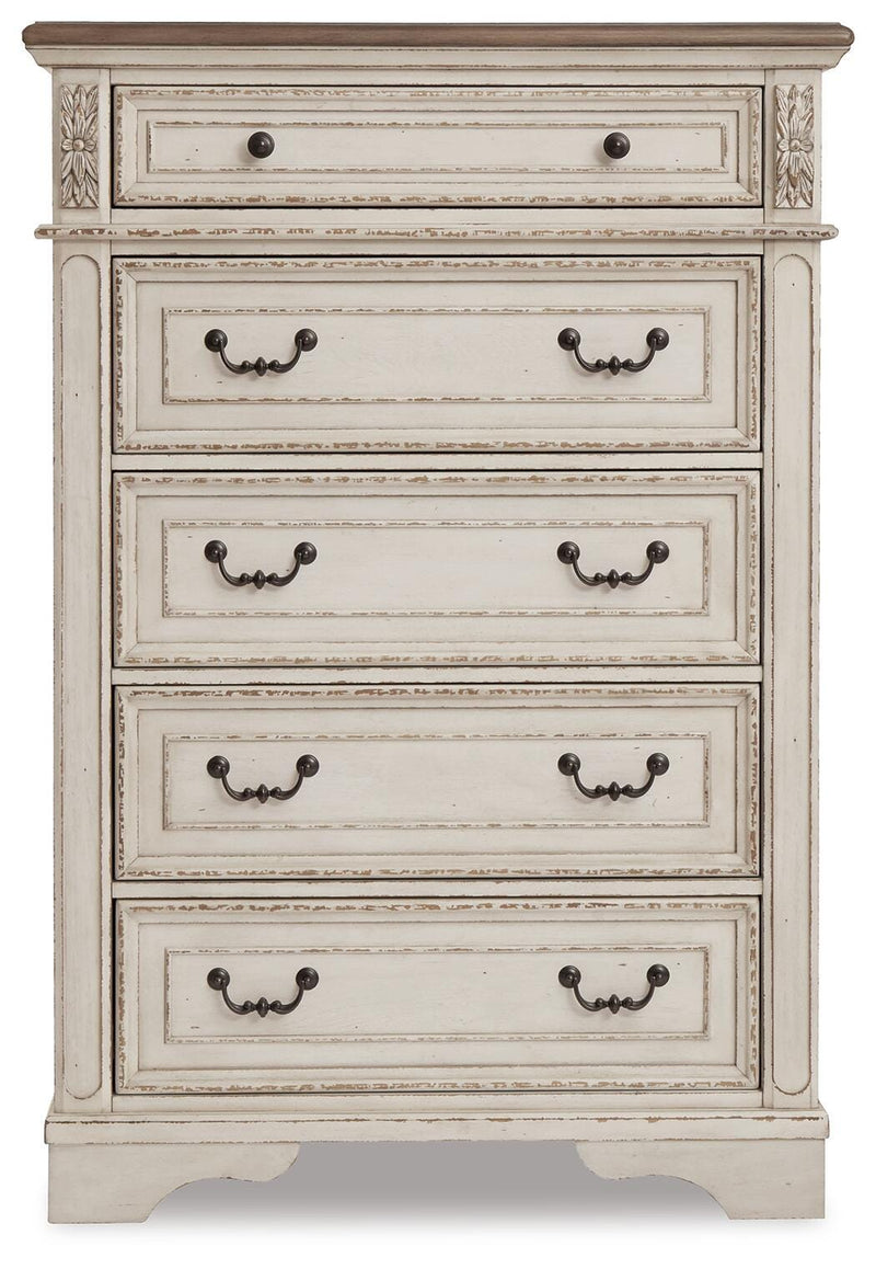 Realyn Twin Panel Bed, Chest and Nightstand