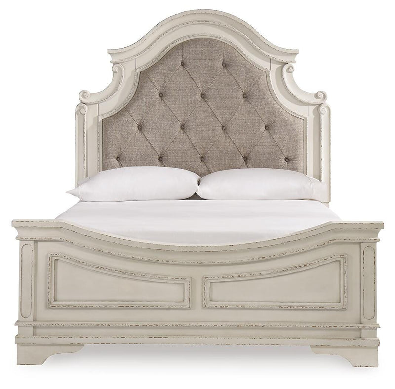 Realyn Queen Panel Bed Dresser, Mirror, Chest and Nightstand