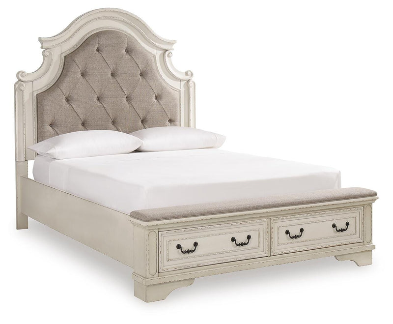 Realyn Queen Panel Bed, Dresser, Mirror, Chest and Nightstand