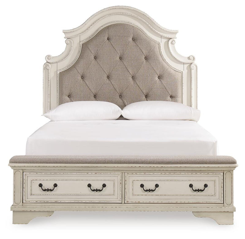 Realyn Queen Panel Bed, Dresser, Mirror, Chest and Nightstand