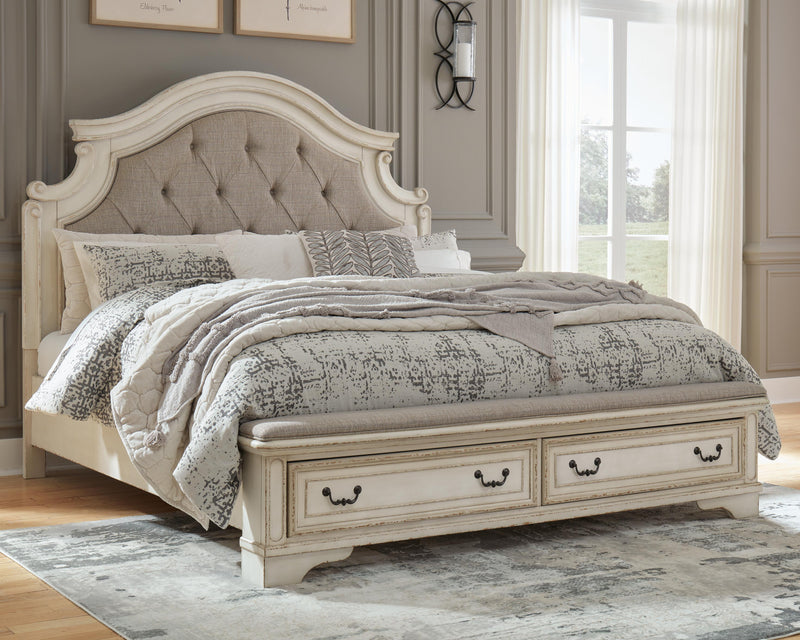 Realyn King Upholstered Bed with Dresser and Mirror