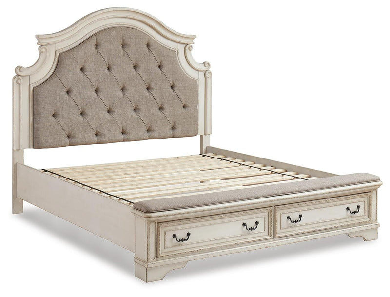 Realyn King Storage Bed, Dresser, Chest and 2 Nightstands