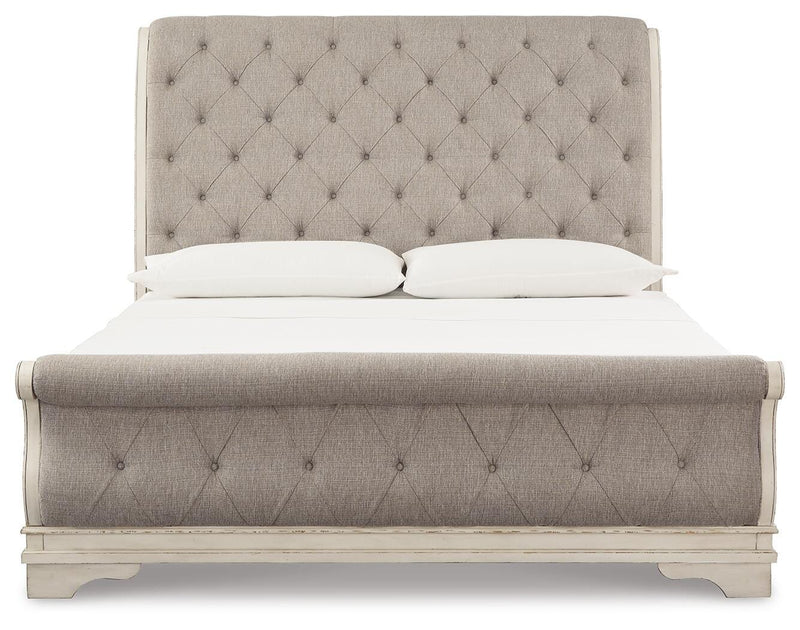 Realyn King Sleigh Bed, Dresser Mirror and Nightstand