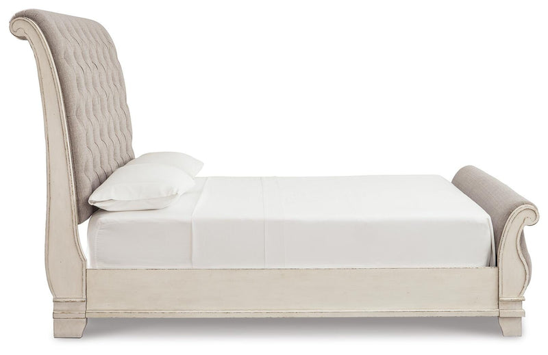 Realyn King Sleigh Bed, Dresser Mirror and Nightstand