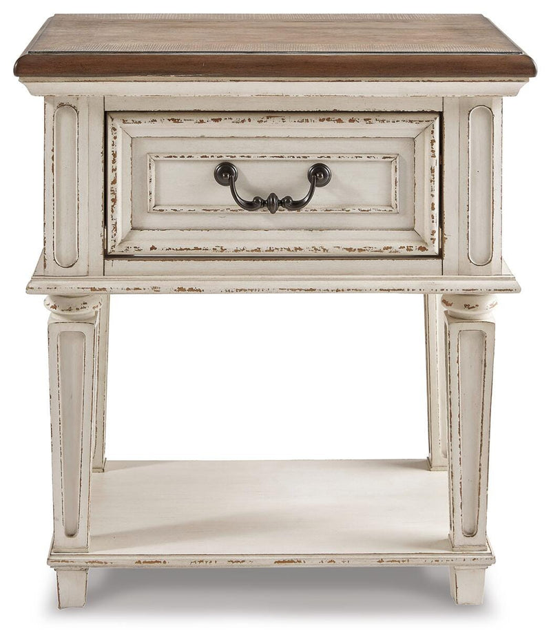 Realyn King Storage Bed, Dresser and Nightstand