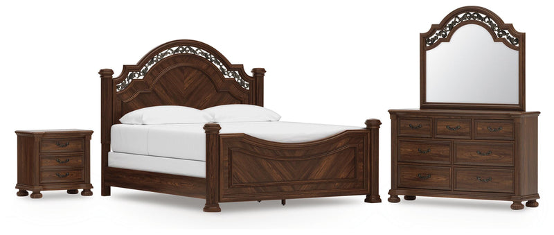 Lavinton King Poster Bed, Dresser, Mirror and Nightstand