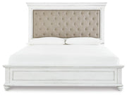 Kanwyn King Upholstered Panel Bed, Dresser, Mirror and Chest
