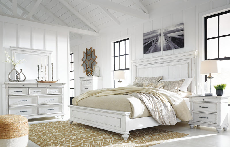 Kanwyn King Panel Bed, Dresser, Mirror, Chest and 2 Nightstands