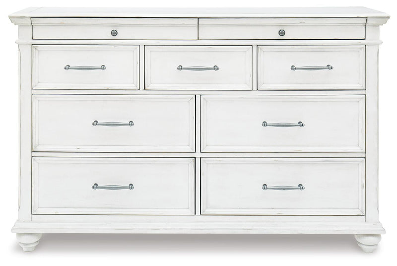 Kanwyn King Upholstered Panel Bed, Dresser and Nightstand