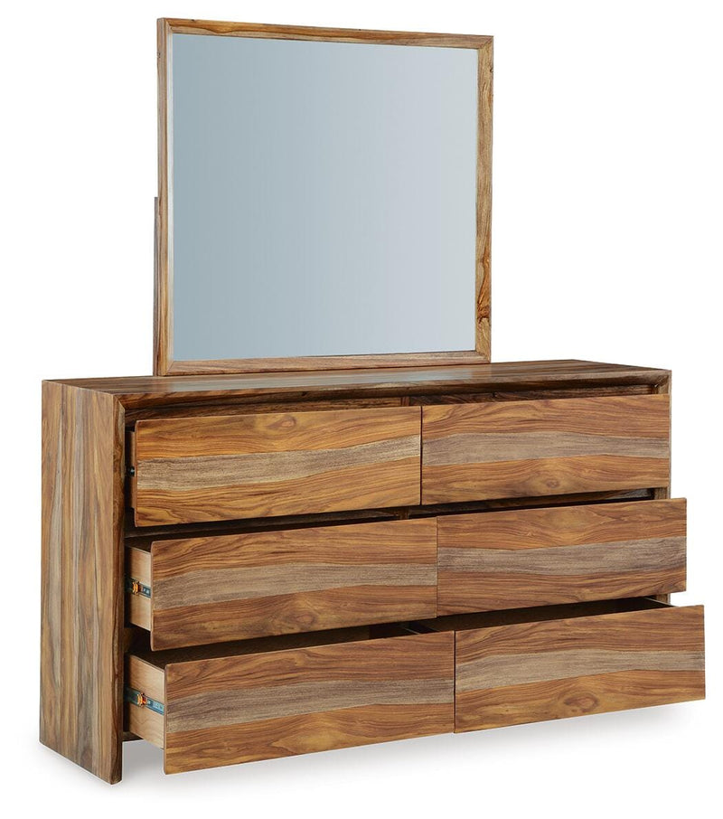 Dressonni Queen Panel Bed, Dresser, Mirror and Nightstand