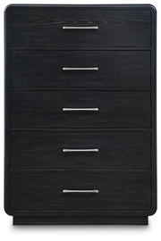Rowanbeck King Panel Bed, Dresser, Mirror, Chest and Nightstand