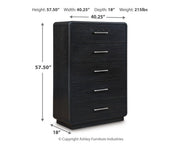 Rowanbeck King Panel Bed, Dresser, Mirror, Chest and Nightstand
