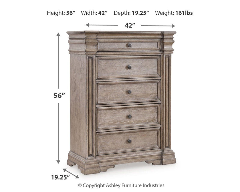 Blairhurst Queen Panel Bed, Dresser, Mirror, 2 Chests and Nightstand