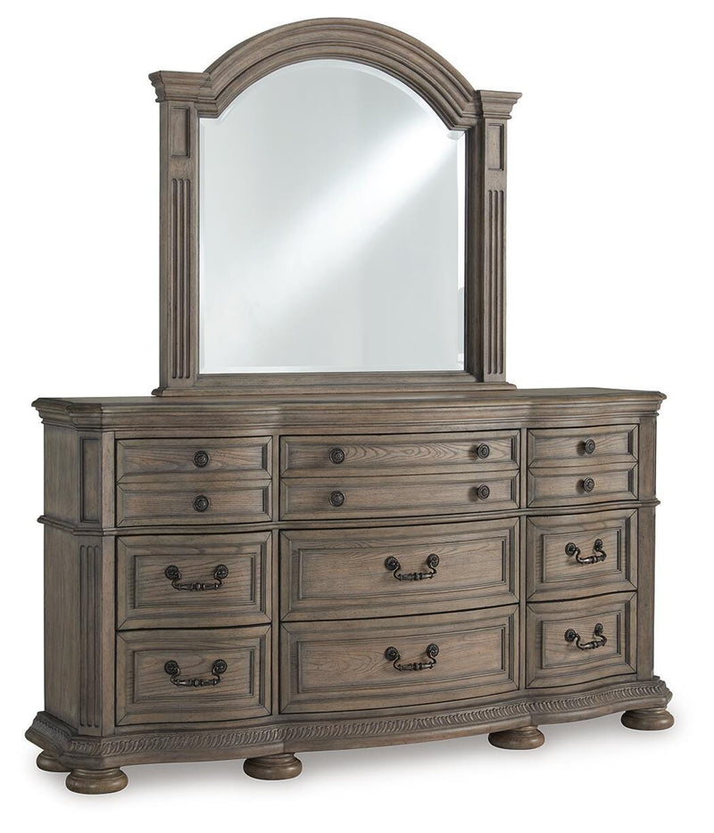 Ardenfield King Upholstered Sleigh Bed, Dresser, Mirror, Chest and 2 Nightstands