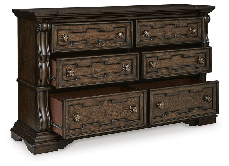 Maylee King Upholstered Bed, Dresser and 2 Nightstands