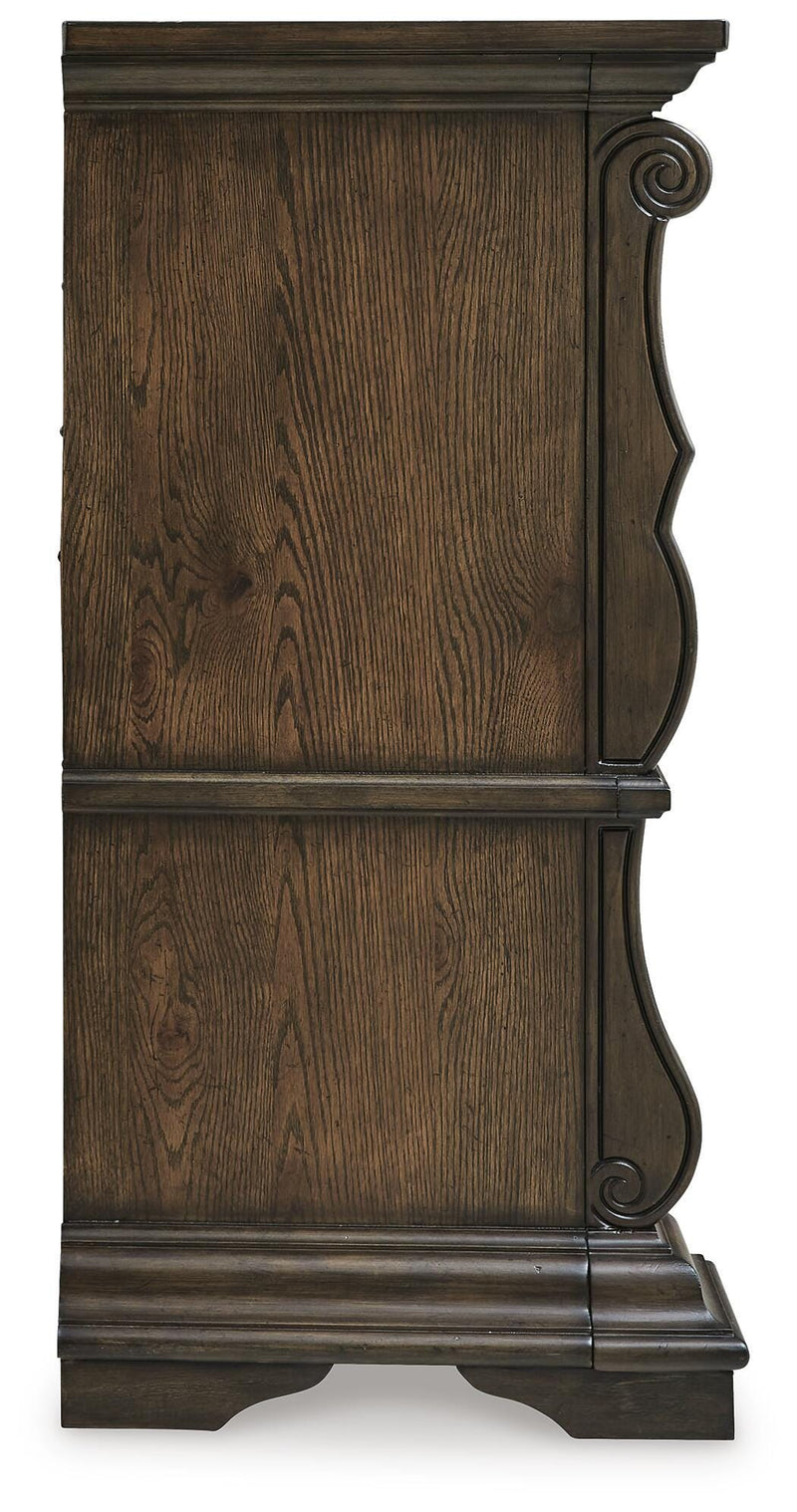 Maylee Queen Upholstered Bed, Dresser, Chest and Nightstand