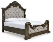 Maylee King Upholstered Bed, Dresser, Mirror and 2 Nightstands