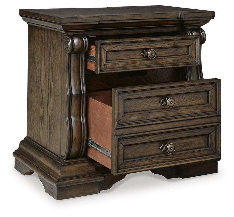 Maylee King Upholstered Bed, Dresser, Mirror and 2 Nightstands