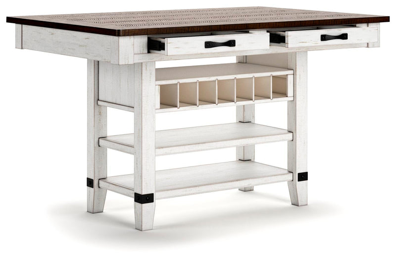 Valebeck Counter Height Dining Table and 6 Barstools