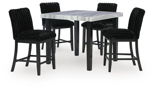 Mervannie Counter Height Dining Table and 4 Barstools