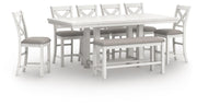 Robbinsdale Counter Height Extension Dining Table, 6 Barstools and Bench