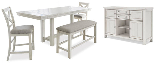 Robbinsdale Counter Height Dining Table, 2 Barstools, Bench and Server