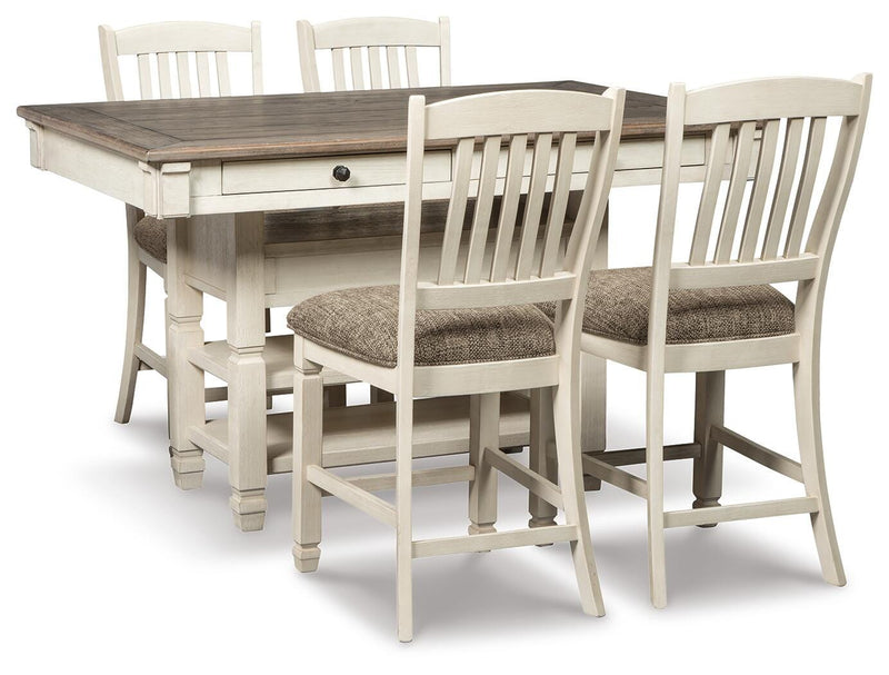 Bolanburg Counter Height Dining Table and 4 Barstools with Display Cabinet