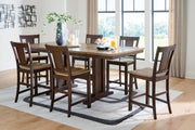 Rylandeen Counter Height Extension Dining Table and 6 Barstools