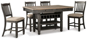 Tyler Creek Counter Height Table with 4 Barstools, Server and Display Cabinet