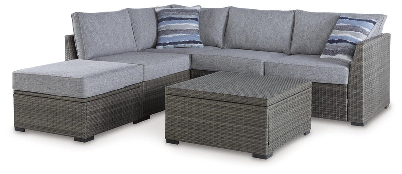 Petal Road Outdoor Loveseat Sectional/Ottoman/Table Set (Set of 4)