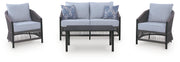 Bridges Beach Outdoor Love/Chairs/Table Set (Set of 4)