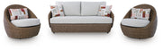 Double Point Outdoor Loveseat/2 Swivel Chairs (Set of 3)