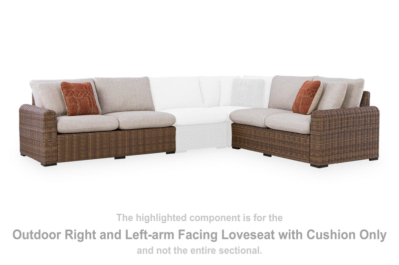 Dolan Creek Outdoor Right and Left-arm Facing Loveseat with Cushion (Set of 2)