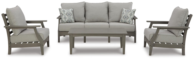 Visola Outdoor Sofa, 2 Lounge Chairs and Coffee Table