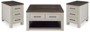 Darborn Lift-top Coffee Table and 2 Chairside End Tables