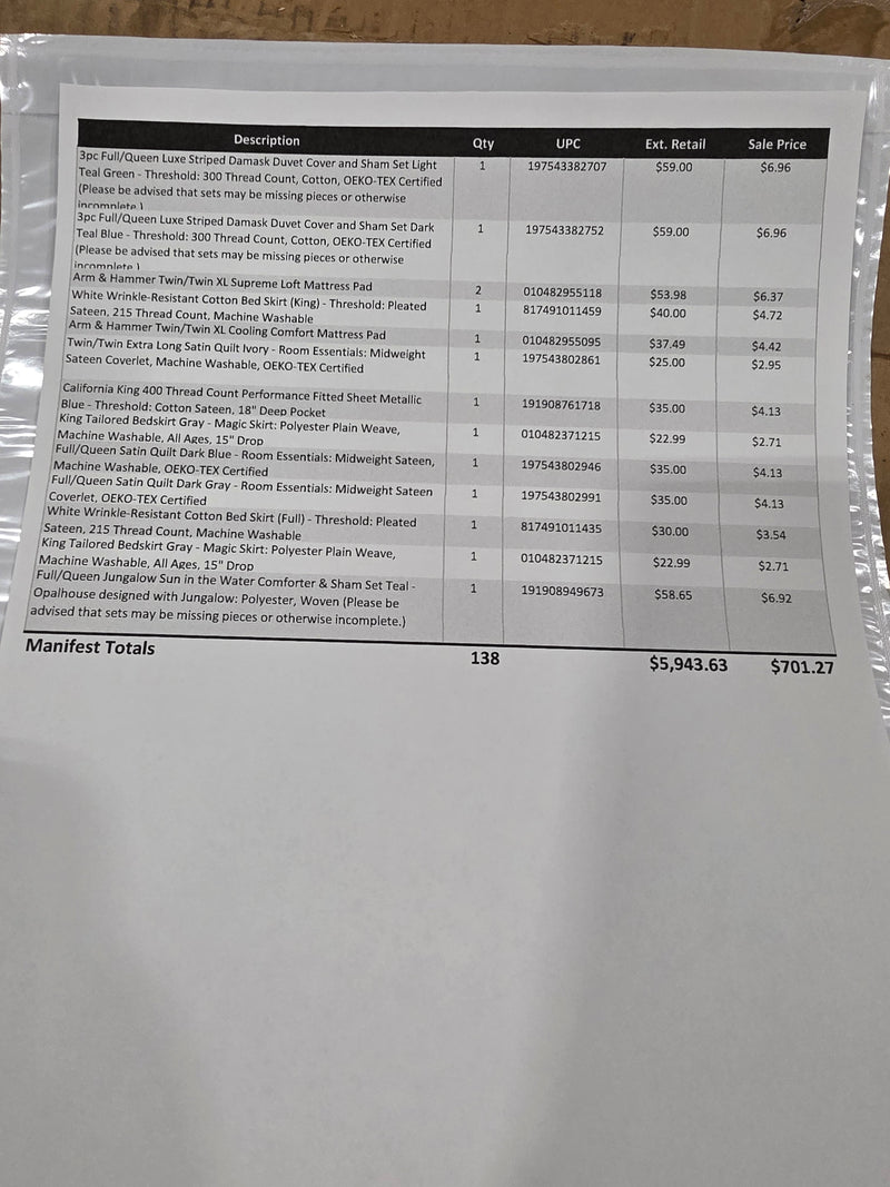 Manifested T@rget Bedding Pallet PTBJ92141