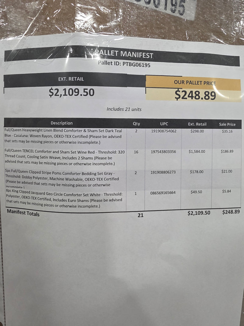 Manifested T@rget Bedding Pallet PTBG06195