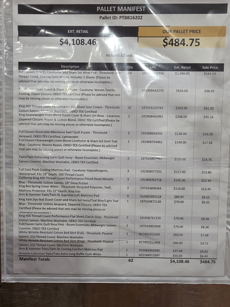 Manifested T@rget Bedding Pallet PTBG06202)