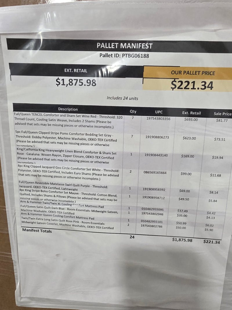 Manifested T@rget Bedding Pallet PTBG06188