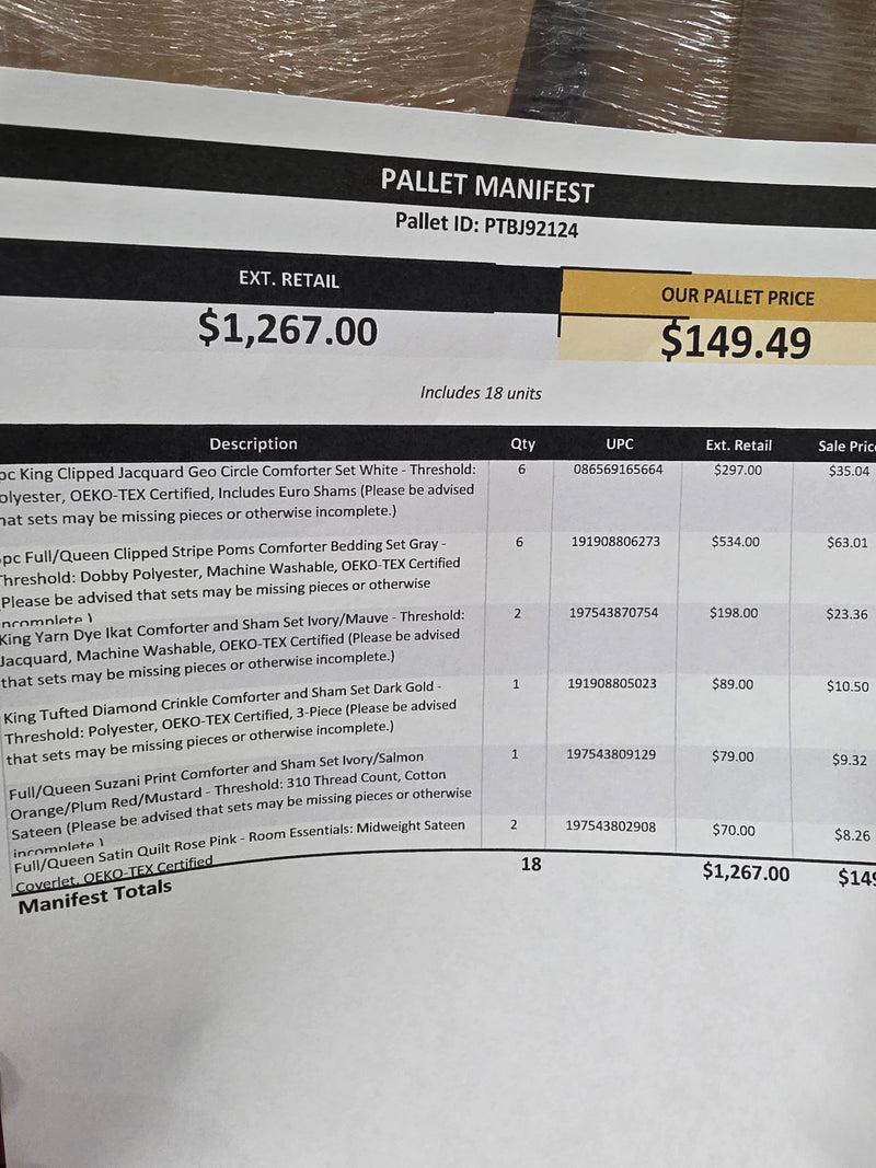 Manifested T@rget Bedding Pallet PTBJ92124