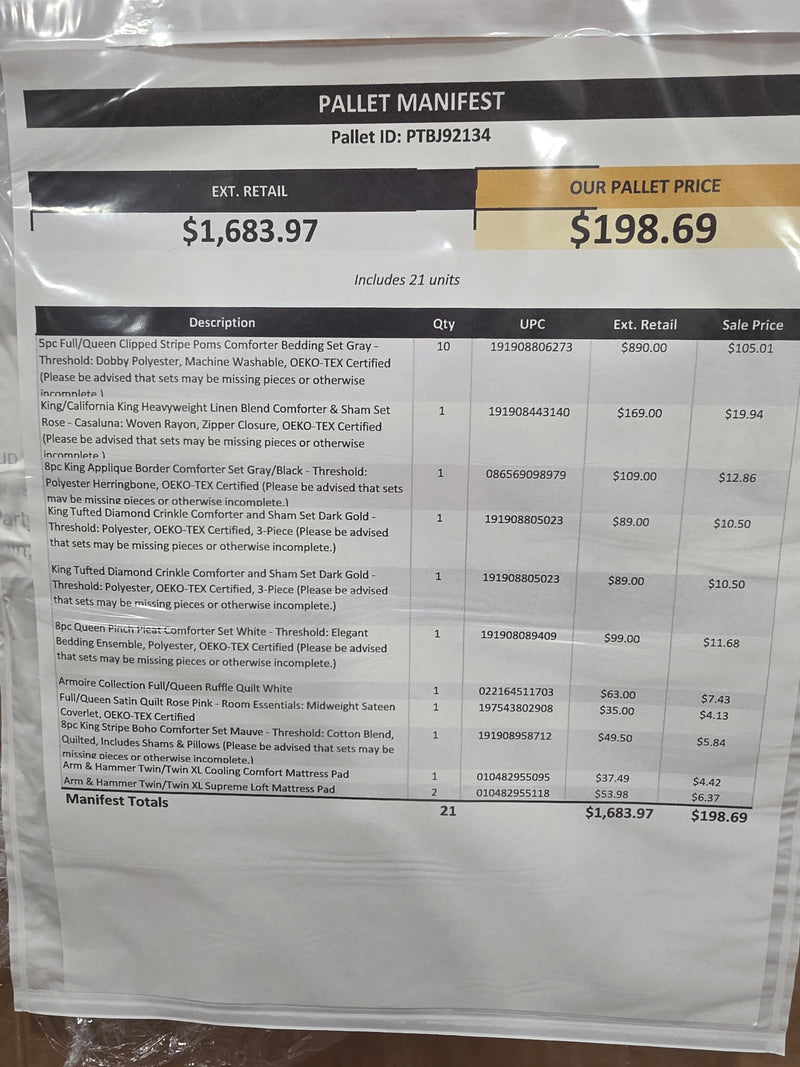 Manifested T@rget Bedding Pallet PTBJ92134